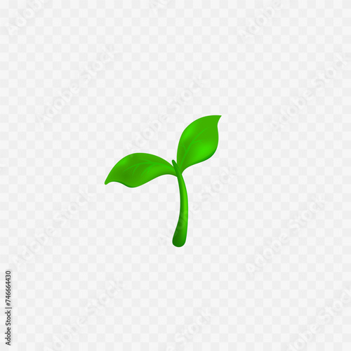 Seedling icon. Green plant. Cute little realistic green leaf. Vector