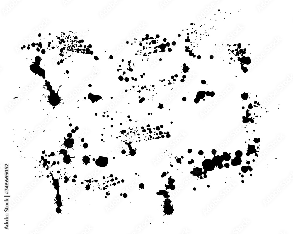 Abstract black grunge texture with paint splashes. Black paint splashes. Vector illustration for texture, background Abstract black grunge texture with paint splashes. Black paint splashes. Vector illustration for texture, background