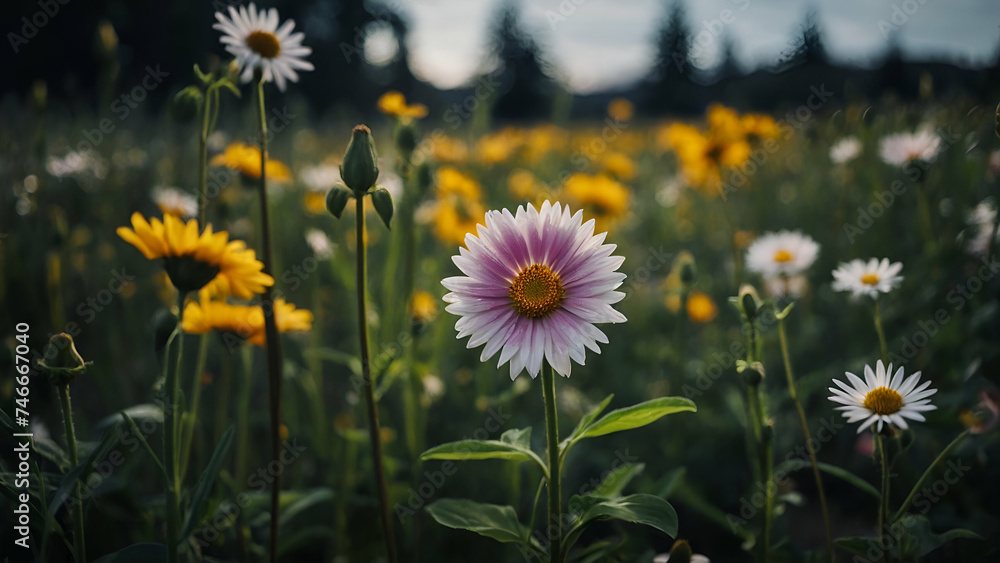 The beautiful flower field of daisies The beautiful flower field of daisies
