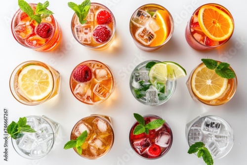 Different types of drinks in glasses  perfect for menu designs