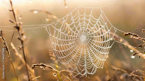 Spider Web Amidst Field