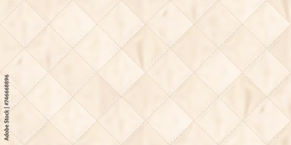 Naklejka premium Top view of cream mattress quilted seamless texture. Pattern of soft upholstery of sofa or bed. Simple bedding textile. Pastel comfortable blanket surface. Vector illustration with gradient mesh