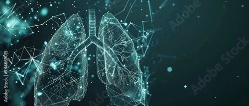 tech-inspired low poly wireframe illustration of a human lung.