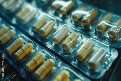 A close up image of a bunch of pills. Suitable for medical and healthcare concepts