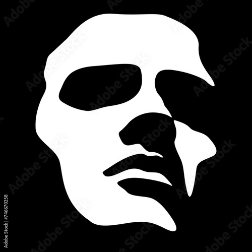 vector black and white light and shadow isolated image of male face formed by shadow. severe male profile. useful for men's products advertising, barbershop, men's clothing stores, logo, print, poster