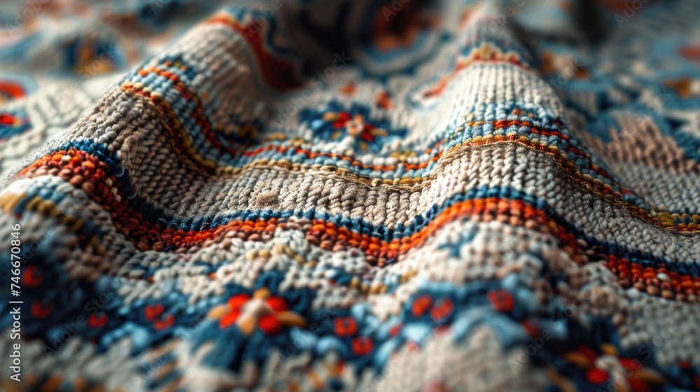 Close up shot of a cozy knitted blanket on a bed, suitable for home decor or interior design projects Close up shot of a cozy knitted blanket on a bed, suitable for home decor or interior design projects