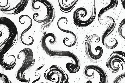 Abstract black and white swirls on a white background, suitable for various design projects