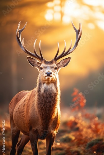 A lone deer standing in a peaceful forest. Suitable for nature themes © Fotograf