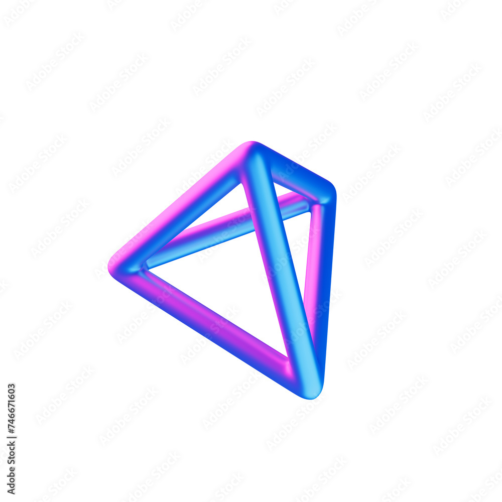 Iridescent 3D Neon Metalic Wired Geometric Object Iridescent 3D Neon Metalic Wired Geometric Object