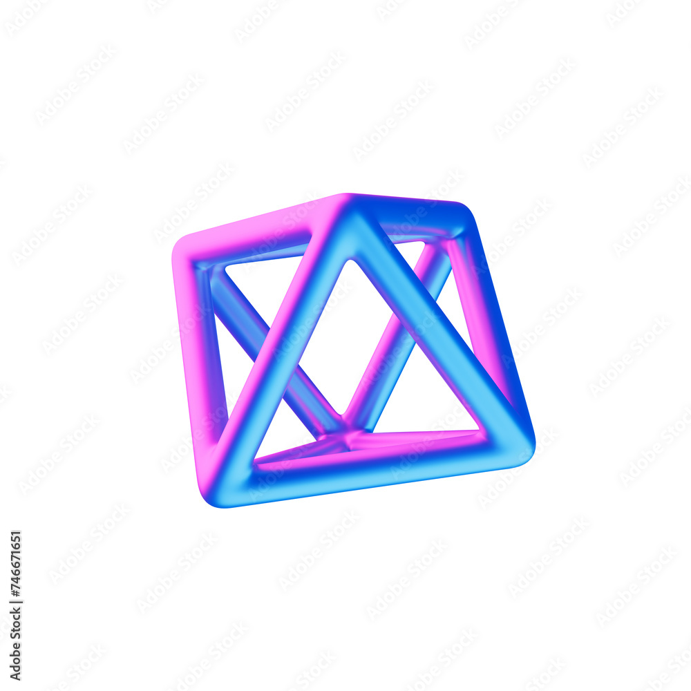 Iridescent 3D Neon Metalic Wired Geometric Object Iridescent 3D Neon Metalic Wired Geometric Object