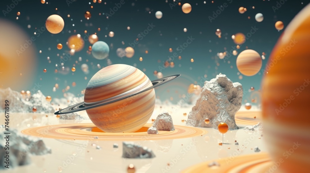 Naklejka premium Planet with a distinctive ring around it. Suitable for educational materials or science-related projects