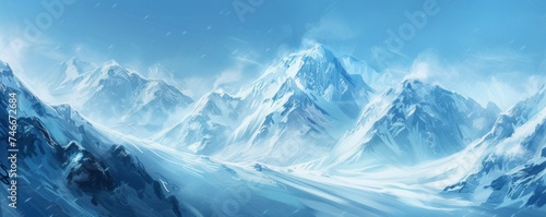 Snowy Mountain Range Painting