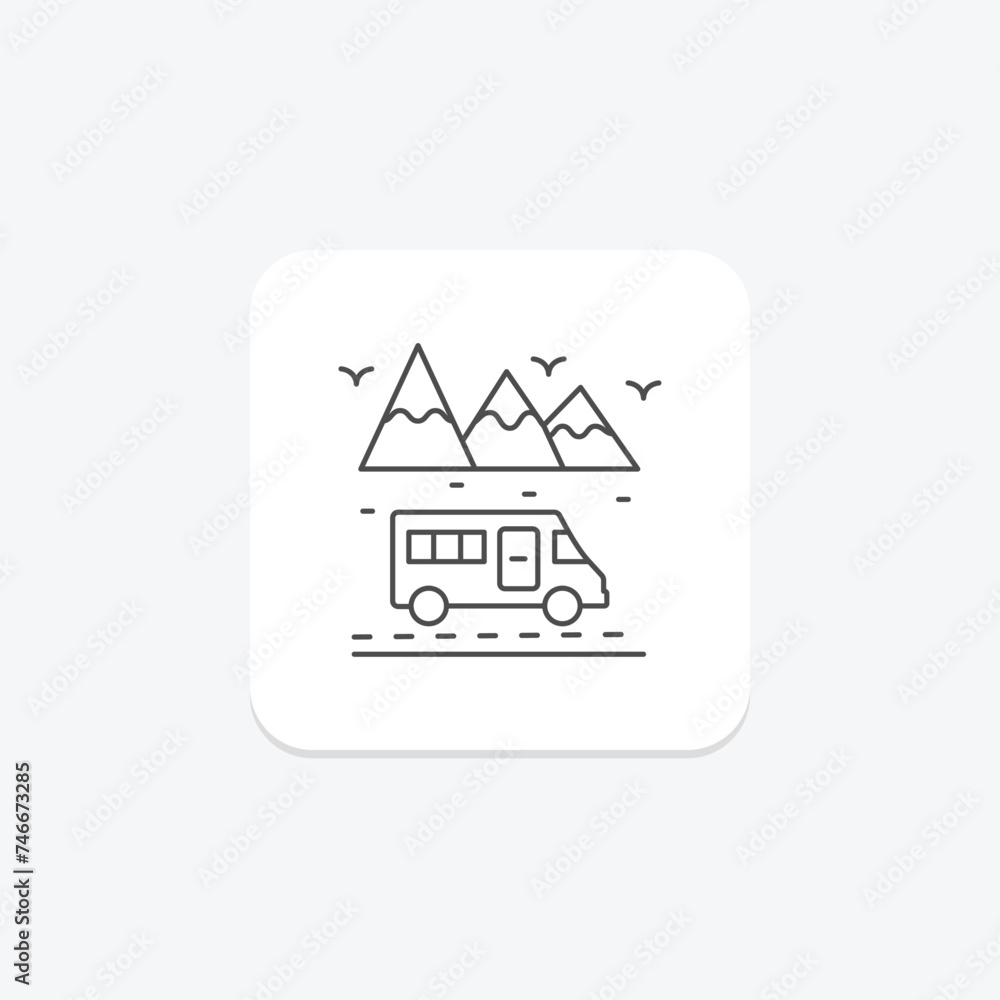 Road Trip icon, road trips, driving trip, driving trips, car trip thinline icon, editable vector icon, pixel perfect, illustrator ai file Road Trip icon, road trips, driving trip, driving trips, car trip thinline icon, editable vector icon, pixel perfect, illustrator ai file