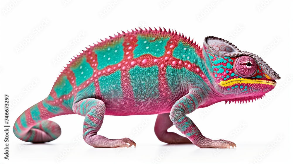 Fototapeta premium Ambanja Panther Chameleon (Furcifer pardalis) isolated on white background