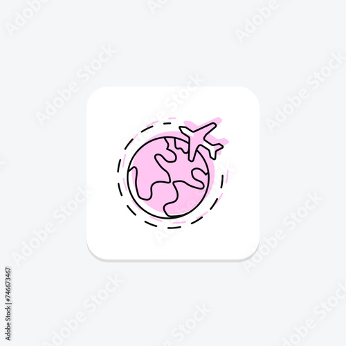 Travel icon, traveling, travel adventures, travel experiences, travel journeys color shadow thinline icon, editable vector icon, pixel perfect, illustrator ai file