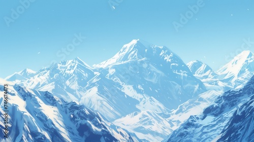 Snow Covered Mountain Range Under Blue Sky © cac_tus