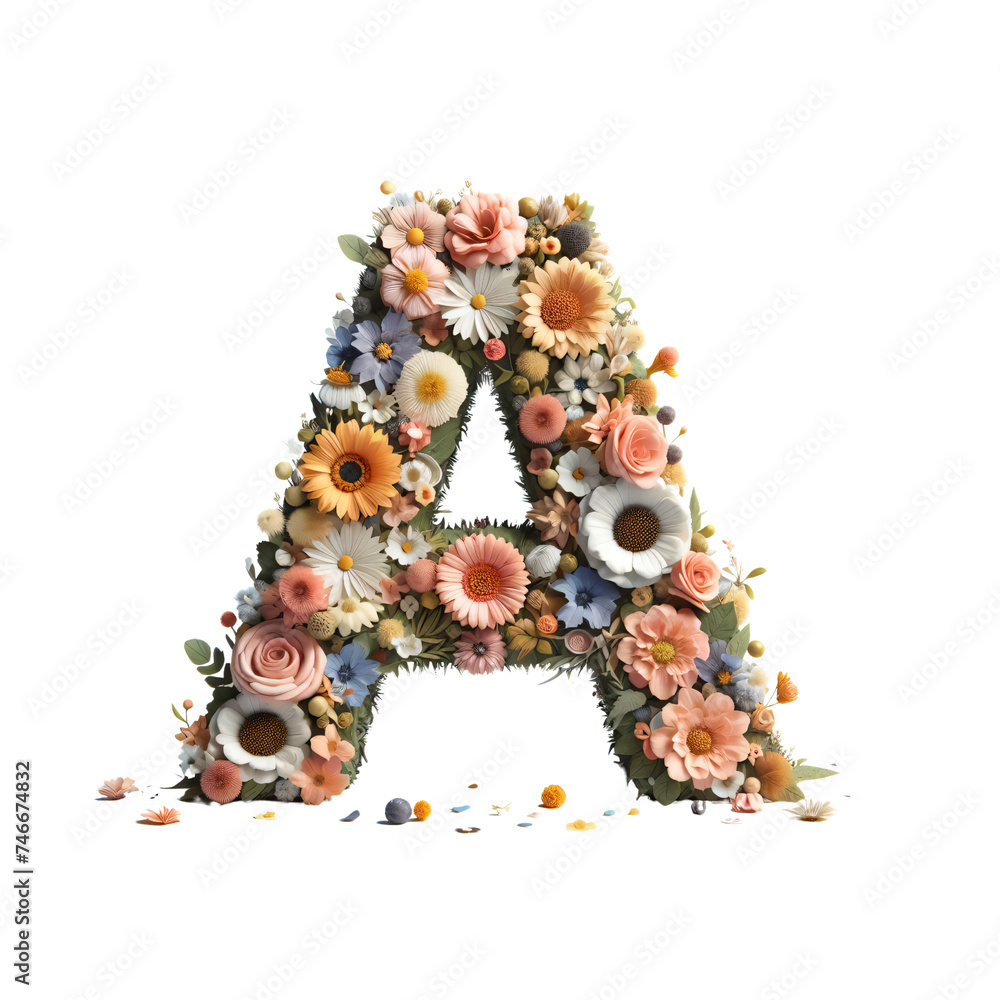 Letter “A” containing flowers transparent
