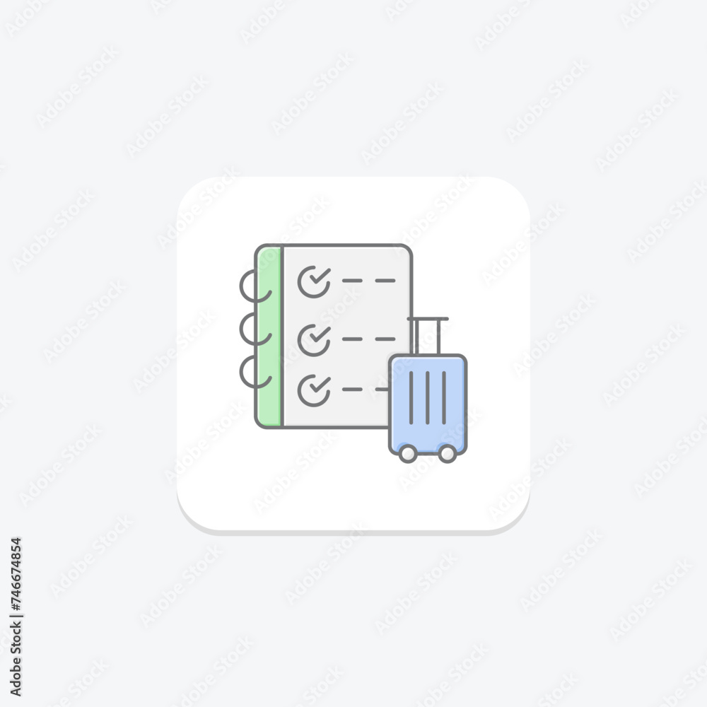 Packing List icon, packing lists, travel packing, packing for travel, vacation packing lineal color icon, editable vector icon, pixel perfect, illustrator ai file Packing List icon, packing lists, travel packing, packing for travel, vacation packing lineal color icon, editable vector icon, pixel perfect, illustrator ai file