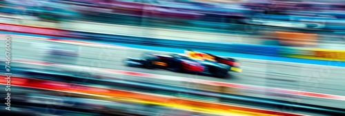 Blurry Intense motion blur capturing the high-speed dynamics of a Formula 1 race, cars zooming on the circuit photo