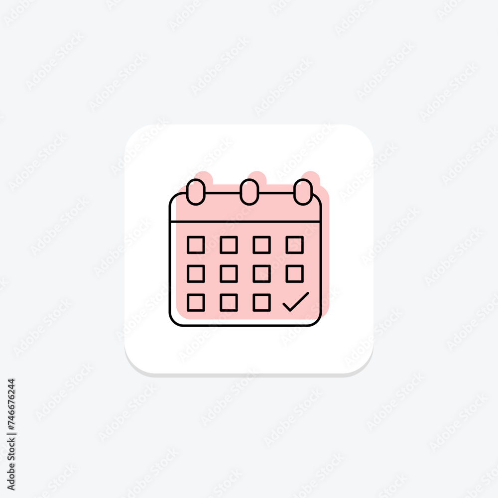 Calendar icon, calendars, schedule, planner, timetable color shadow thinline icon, editable vector icon, pixel perfect, illustrator ai file Calendar icon, calendars, schedule, planner, timetable color shadow thinline icon, editable vector icon, pixel perfect, illustrator ai file