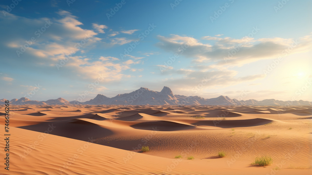 Panorama landscape of sand dunes system on beach