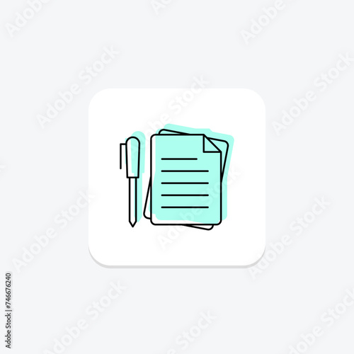 Document Edit icon, edit, editing, revise, revision color shadow thinline icon, editable vector icon, pixel perfect, illustrator ai file
