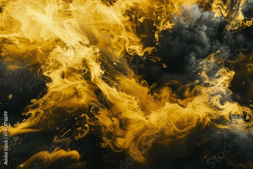 yellow fire background with a black background Generative AI