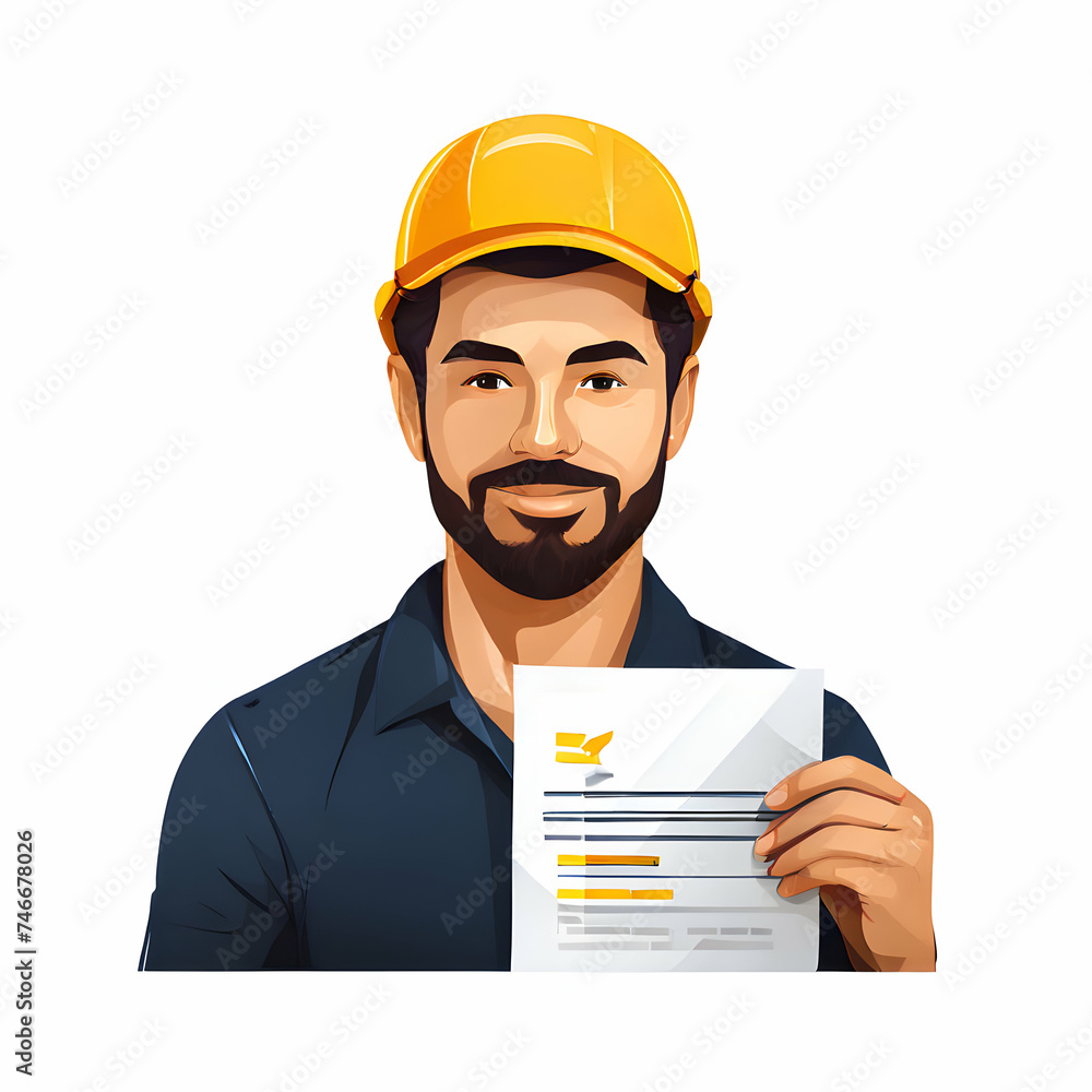vector of entrepreneur employee with approved work permit paper. On a white background vector of entrepreneur employee with approved work permit paper. On a white background