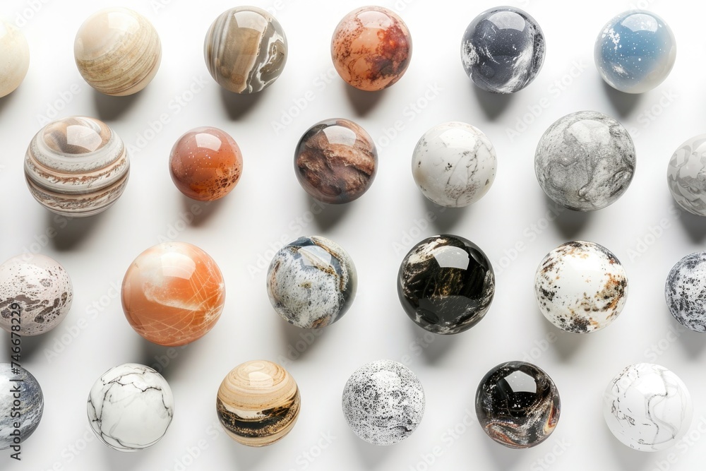 Collection of marble balls on a white background. Ideal for design projects Collection of marble balls on a white background. Ideal for design projects