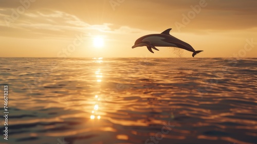 a dolphin flying over the sea © Rafa