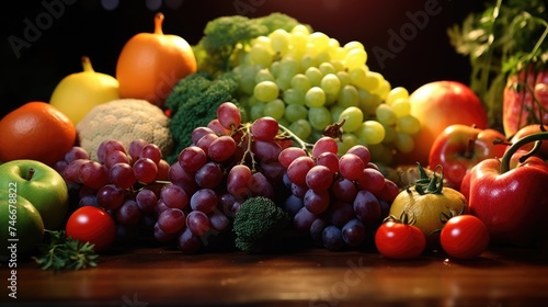Fresh assortment of fruits and vegetables  perfect for healthy eating concepts