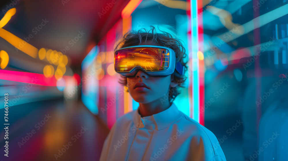 Immersed in Tomorrow Child with VR Glasses