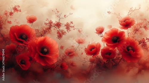 Red Flowers on White Background © cac_tus