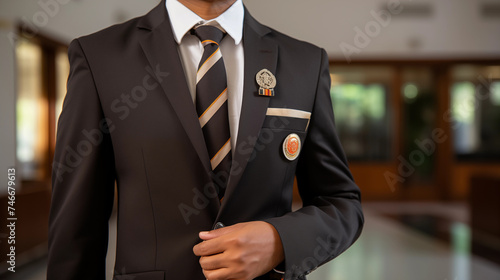 Indian Administrative Service (IAS) Officer Portraying Authority and Responsibility in Pristine Official Uniform photo