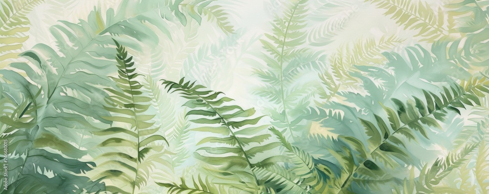 Green Leaves Painting on Wall Green Leaves Painting on Wall
