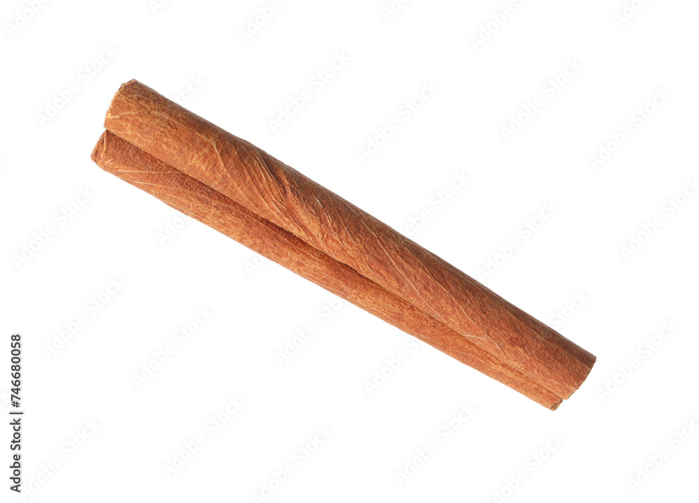 One aromatic cinnamon stick isolated on white One aromatic cinnamon stick isolated on white