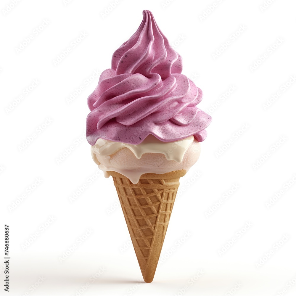Ice cream on white background highly detailed. AI Ice cream on white background highly detailed. AI