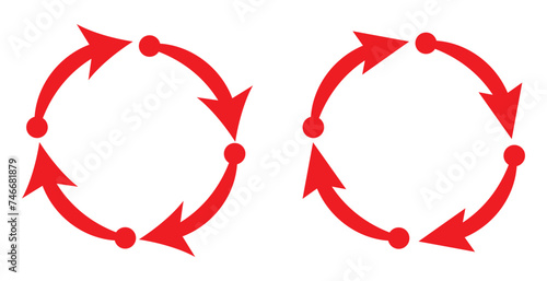 4 arrow pictogram refresh reload rotation loop sign set. Volume 02. Simple black icon on white background. Modern mono solid plain flat minimal style. Vector illustration web design elements 8 photo