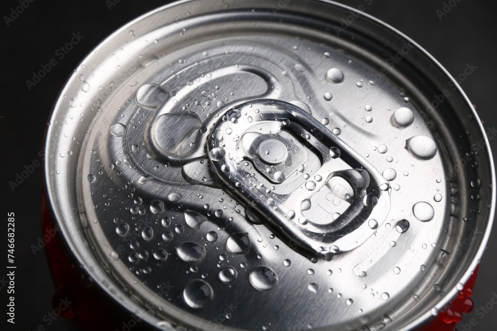 Energy drink in wet can, closeup. Functional beverage Energy drink in wet can, closeup. Functional beverage