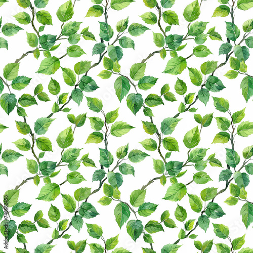 Wallpaper Mural Seamless plant natural pattern leaves on a white background Torontodigital.ca