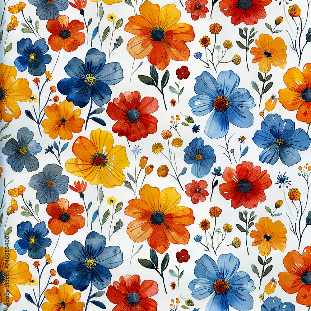 Floral natural pattern flowers on a white background Floral natural pattern flowers on a white background