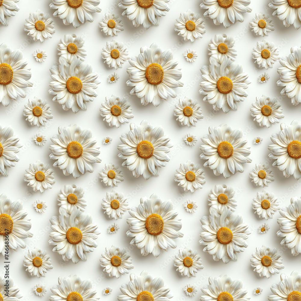 Fototapeta premium Seamless floral pattern with on a white background