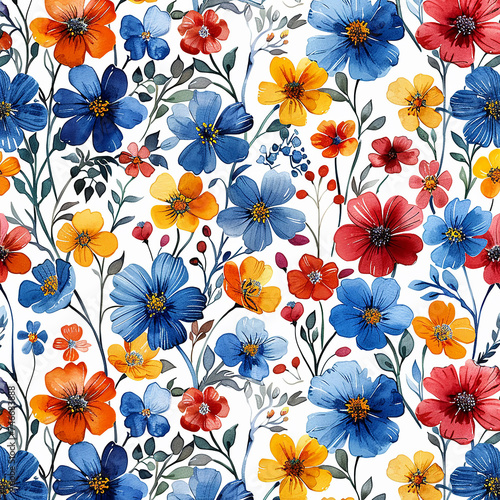 Wallpaper Mural Floral natural pattern flowers on a white background Torontodigital.ca