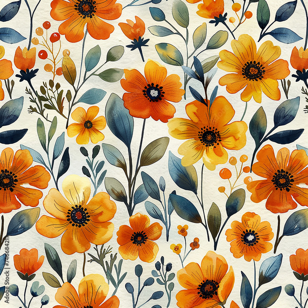 Floral natural pattern flowers on a white background Floral natural pattern flowers on a white background