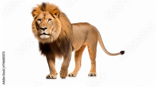 Lion - Panthera leo in front of a white background