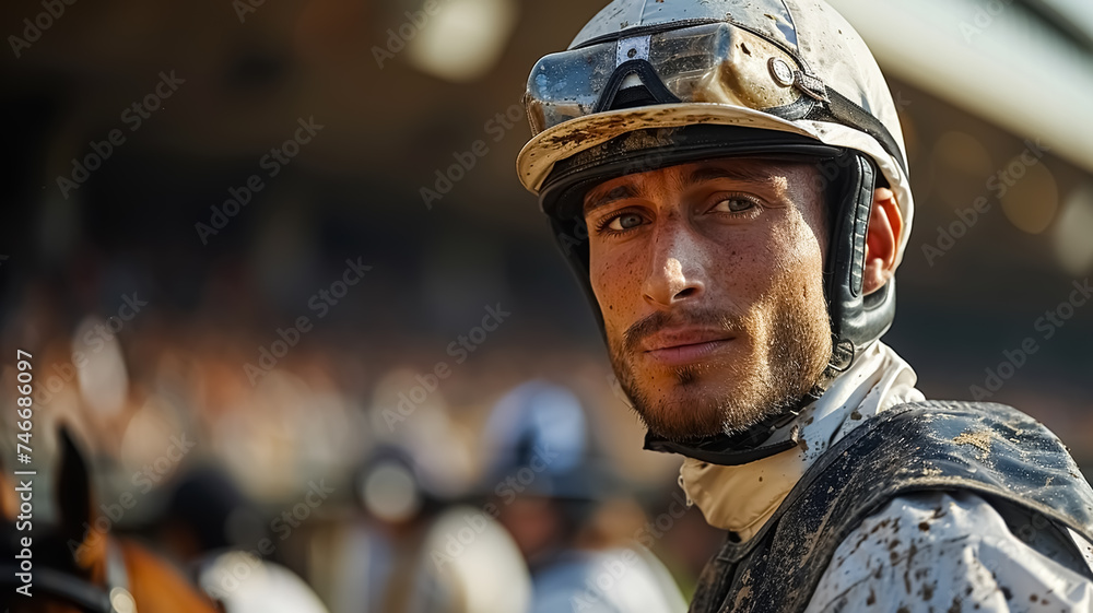 A man during a horse race in the ranch , horseback riding during the race, action image of man ready to ride A man during a horse race in the ranch , horseback riding during the race, action image of man ready to ride
