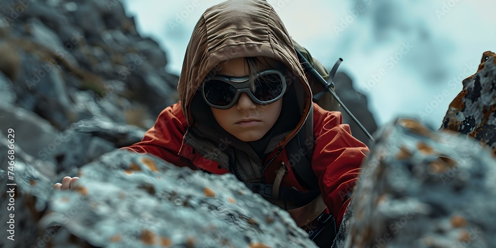 Kid spy in a cloaking suit and grappling hook enters secret locations