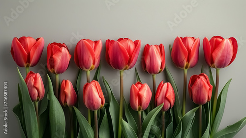 Beautiful flowers tulip on solid isolated white background