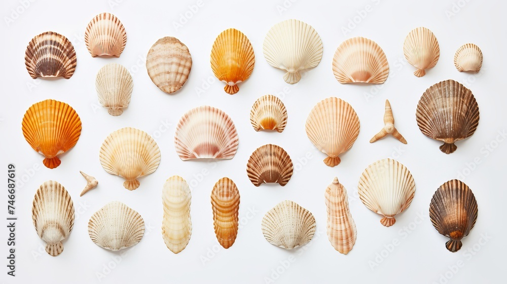 Seashell collection isolated on white background Seashell collection isolated on white background