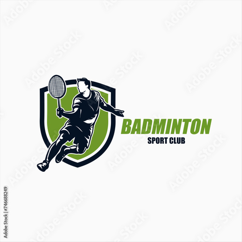 Silhouette badminton logo design template